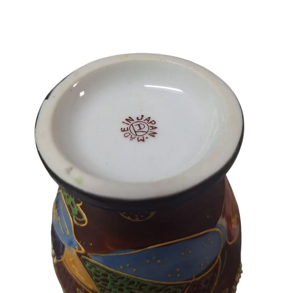 Japanese Dragon Ware Art Painted Gold Accents Vintage 6.5 Inches Tall Small Vase
